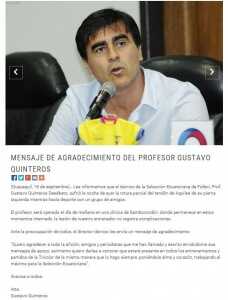 Comunicado FEF Gustavo Quinteros